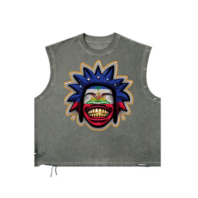 Distressed Grommet Eyelet Tank Top