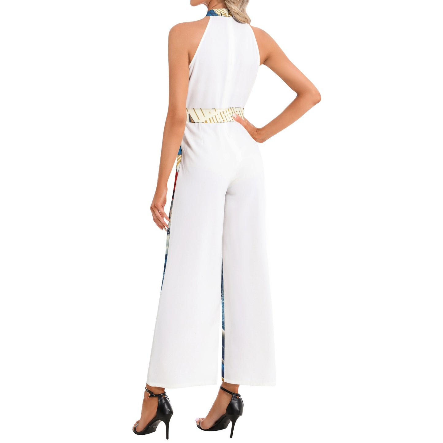 Halter Neck Buckle Belted Jumpsuit