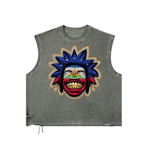 Distressed Grommet Eyelet Tank Top