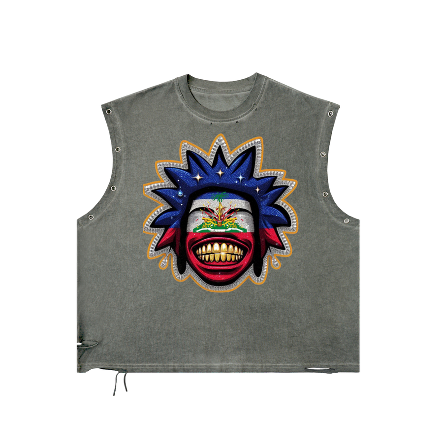 Distressed Grommet Eyelet Tank Top